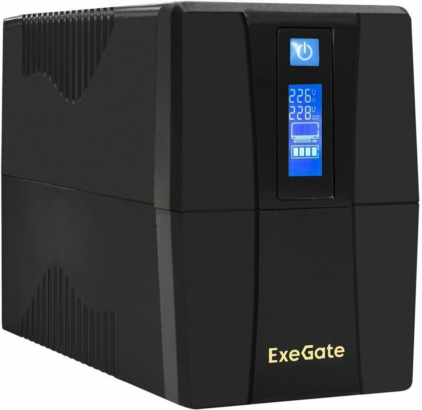 Exegate EP285562RUS ИБП ExeGate Power Smart ULB-800.LCD.AVR.C13.RJ.USB 800VA/480W LCD AVR 4*IEC-C13 RJ45/11 USB Black