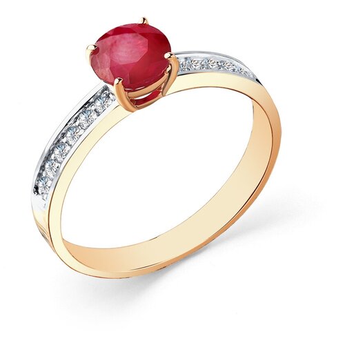 Кольцо Master Brilliant, красное золото, 585 проба, бриллиант, рубин, размер 18