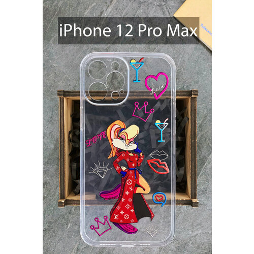 Силиконовый чехол ЛВ Бани неон прозрачный для iPhone 12 Pro Max / Айфон 12 Про Макс силиконовый чехол лв бани неон прозрачный для iphone 7 8 se 2020 айфон 7 айфон 8