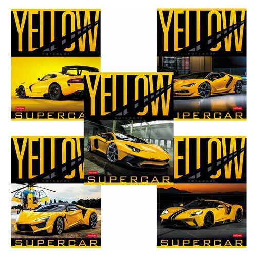 Тетрадь А5 48 л. HATBER скоба клетка обложка картон YELLOWsupercar (5 видов в спайке), 20 шт тетрадь а5 48 л hatber скоба клетка обложка картон yellowsupercar 5 видов в спайке 48т5в1