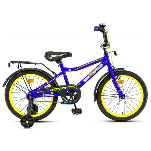 фото Детский велосипед maxxpro onix 20 сине-жёлтый с боковыми колесами