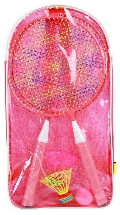 Набор для игры в бадминтон, 2 ракетки 44 см, алюминий, 2 волана, мяч, в сумке, цвета микс