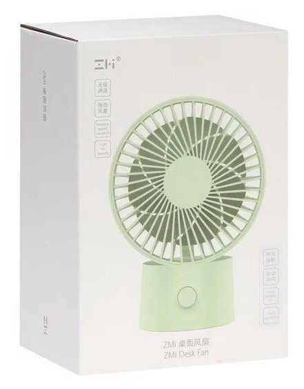 Портативный вентилятор Xiaomi (Mi) ZMI 5000 mAh 3 cкорости AF218 зеленый - фотография № 7
