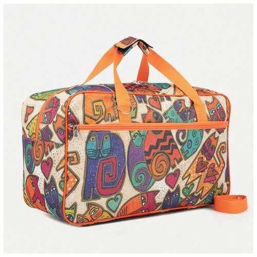 Сумка дорожная , оранжевый/разноцветный сумка gorodok текстиль пластик плечевой ремень бежевый