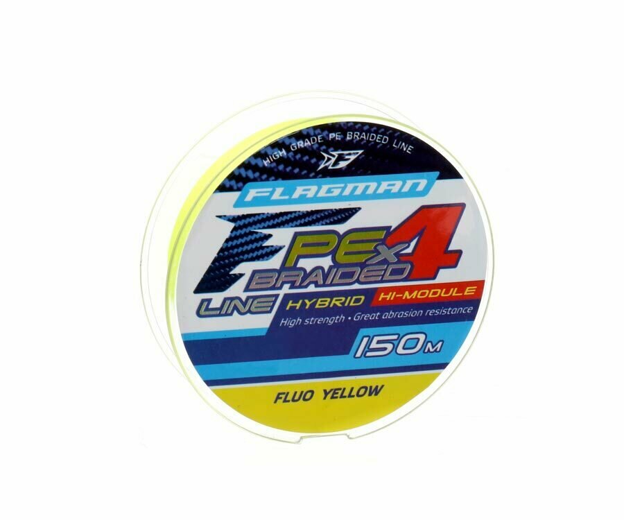 Шнур плетеный FLAGMAN PE Hybrid F4 150м Цвет: FluoYellow (0,16мм 9,1кг 20lb)