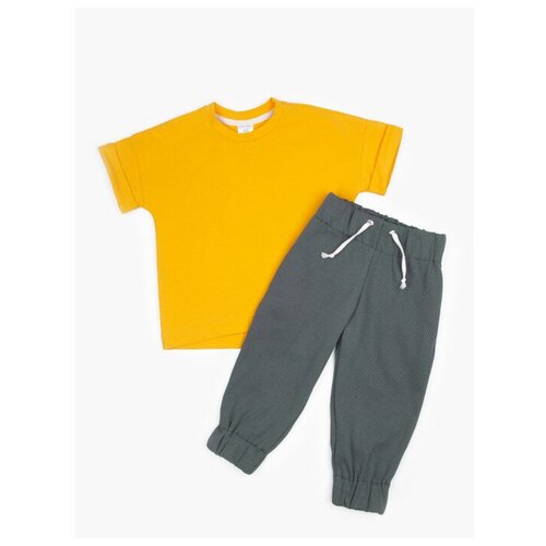 фото Костюм детский amarobaby jump (футболка,брюки), мятный/серый, размер 86-92