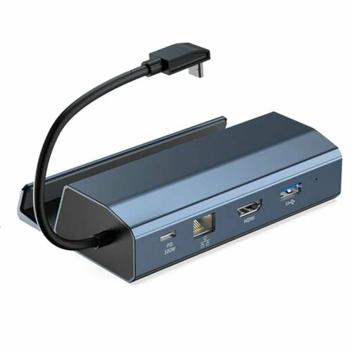 Док-станция Acasis 6 в 1 Steam Deck HDMI 2.0 4K @ 60 Гц, Ethernet, 3 порта USB-A 3.0, USB-C PD 100 Вт, темно-серый