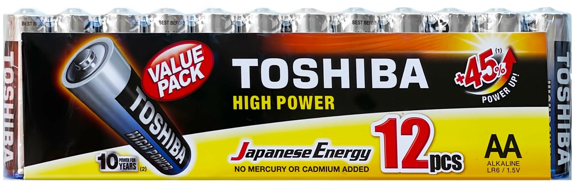 "Батарейки Toshiba LR6 щелочные (alkaline) пальчик High Power "спайка" (12шт) AA 1,5V"