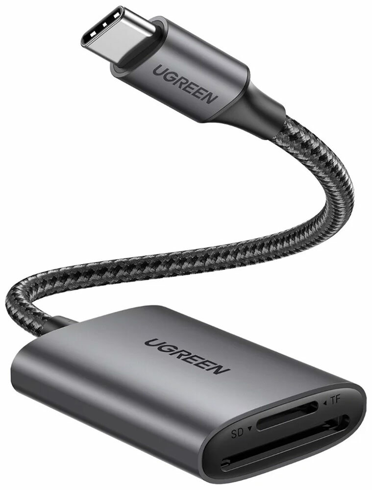 Картридер Ugreen USB-C 3.1 для карт памяти TF/SD, серый (80888)