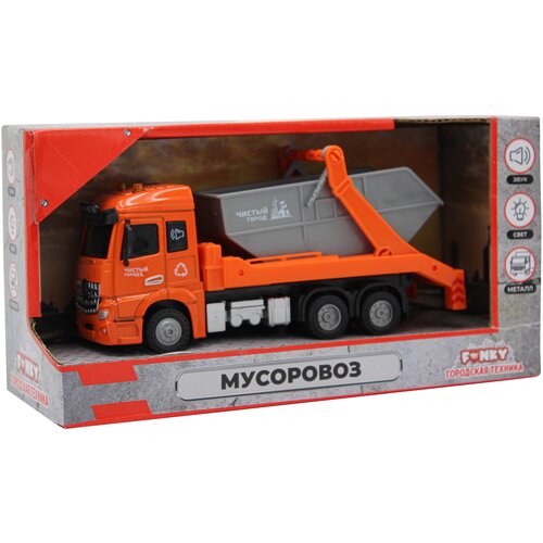 Мусоровоз Funky Toys кабина die-cast, инерционный, свет, звук, 1:43 (FT61083)удалить ПО задаче