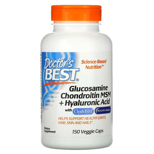 Глюкозамин, хондроитин и МСМ с гиалуроновой кислотой, Glucosamine Chondroitin MSM + Hyaluronic Acid with OptiMSM, Doctor's Best, 150 капсул