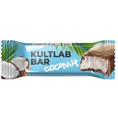 фото Kultlab coconut, 40 гр, 20 шт. / кокосовый батончик bar coconut, 40 гр х 20 шт