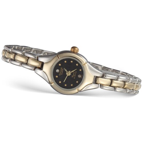 Наручные часы на браслете Omax HL0002 GS 02 комбинированный цвет золото с серебром черный циферблат со стразами