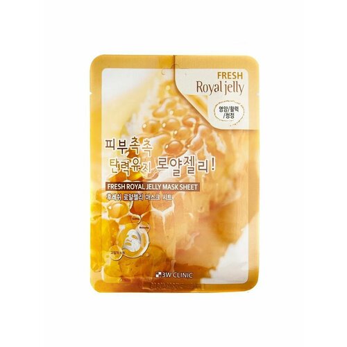 Тканевая маска 3W CLINIC Fresh Royal Jelly Mask Sheet для лица с маточным молочком 23мл - 10штук маска тканевая с маточным молоком mijin care royal jelly количество 1 шт