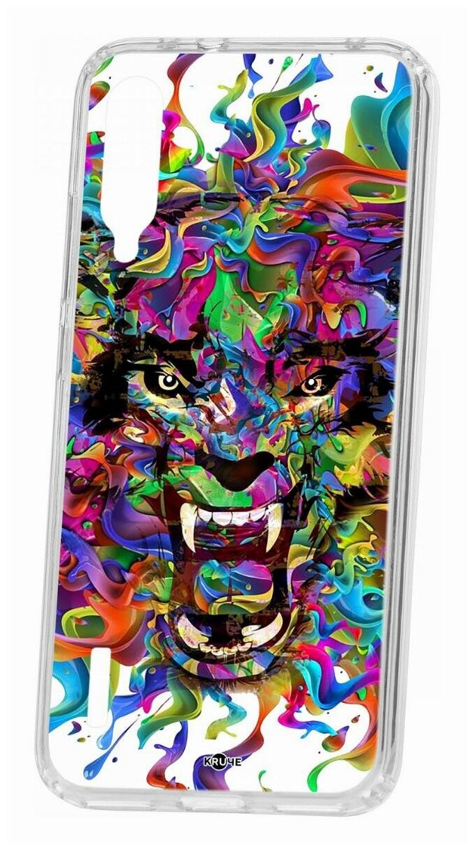 Чехол для Xiaomi Mi A3 Kruche Print Colored beast, противоударная пластиковая накладка с рисунком, силиконовый бампер с принтом и защитой камеры