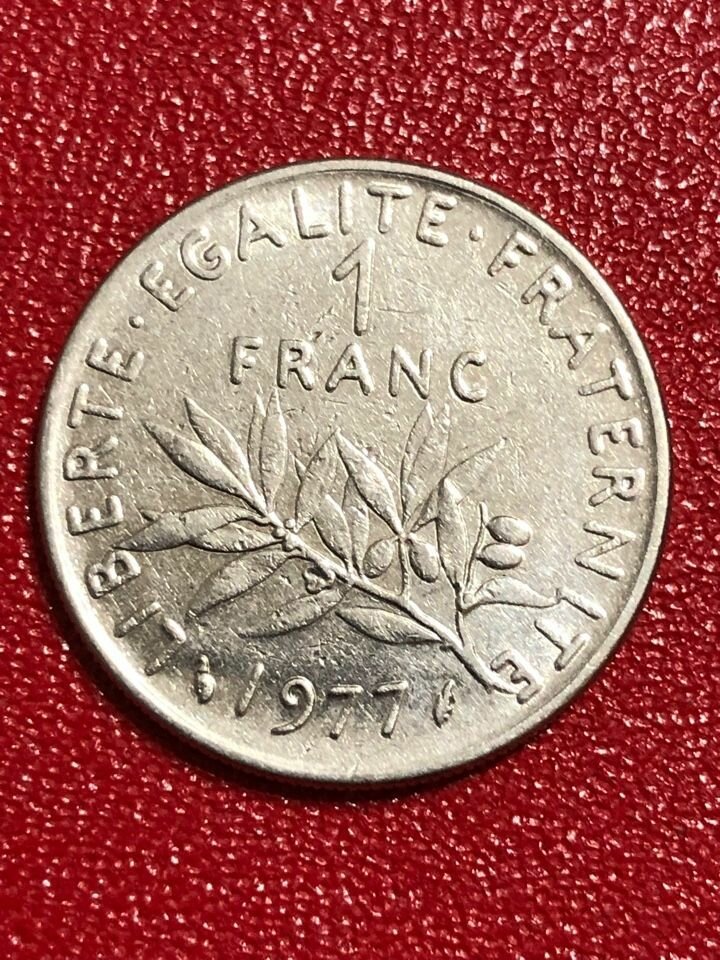 Монета Франция 1 франк 1977 год #4-1