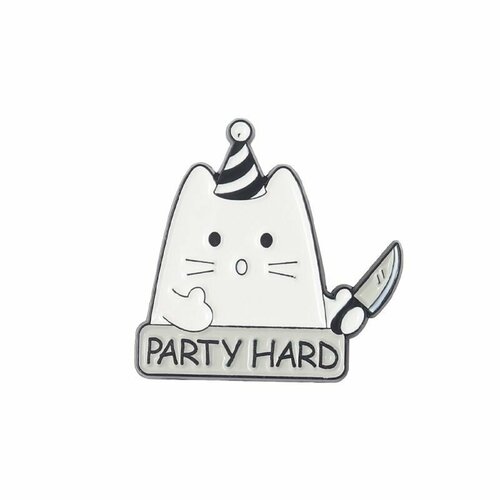 Значок Кот с ножом party hard