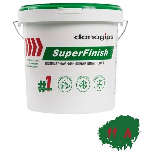 Danogips SuperFinish шпаклевка для стен, шпатлевка финишная на дсп, гкл, гипоскартон и стеклохолст, готова к применению, белая, 11 л/18 кг