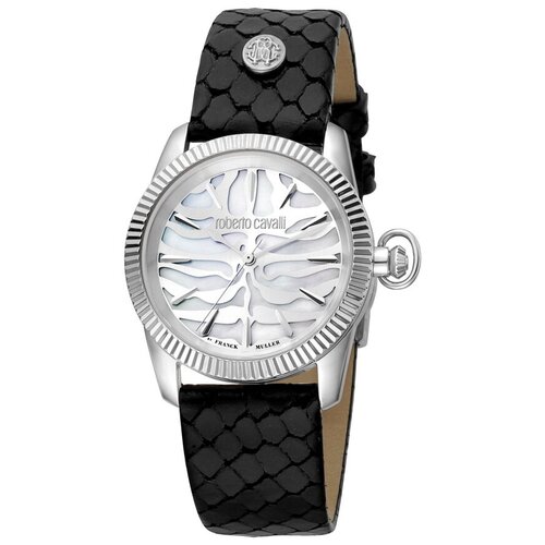 наручные часы roberto cavalli by franck muller logo серебряный Наручные часы Roberto Cavalli by Franck Muller, черный