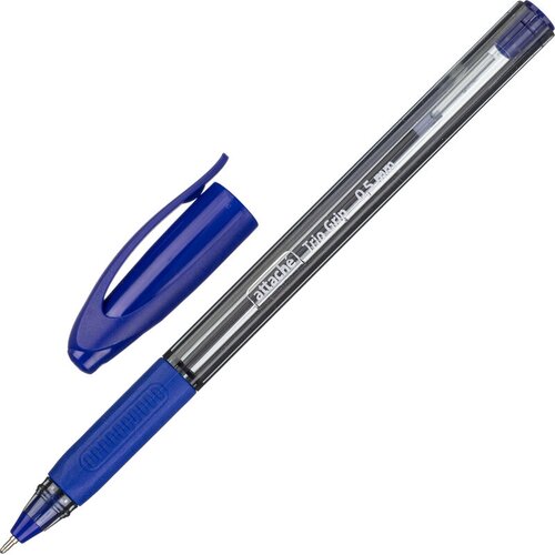 Ручка шариковая неавтоматическая масляная Attache Trio Grip синяя, толщина линии 0.5 мм