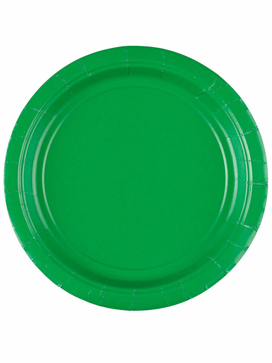 Тарелки бумажные для праздника, Зеленый, 17 см