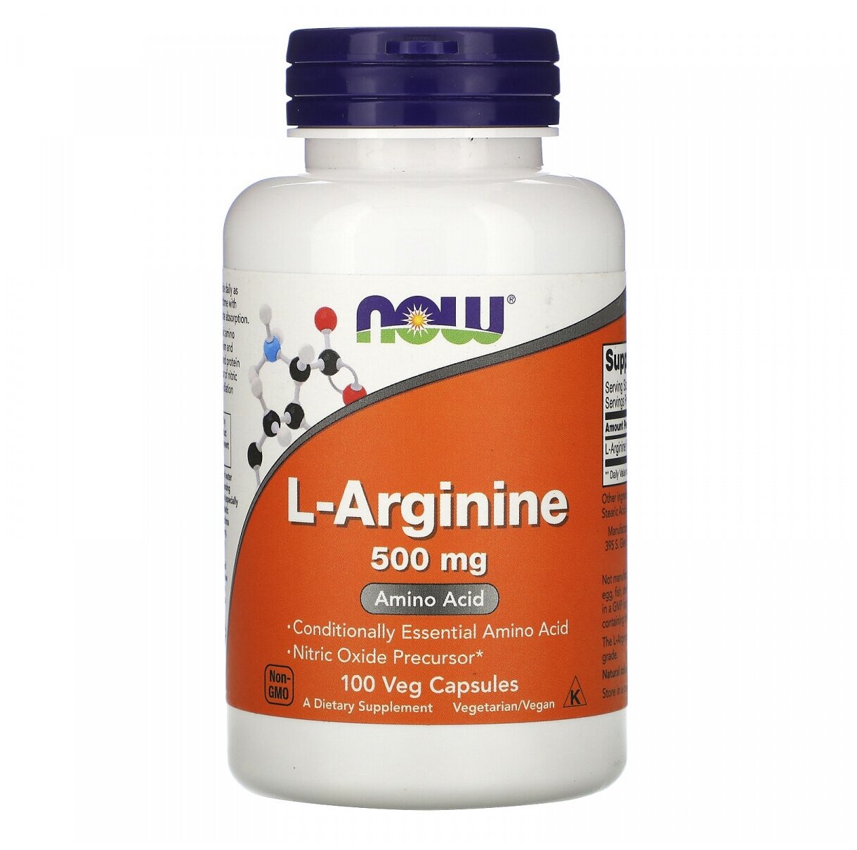 L-Arginine NOW Foods, L-Аргинин 500 мг - 100 капсул