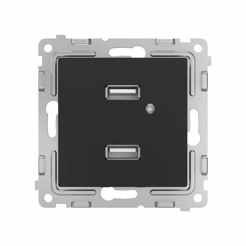 Розетка 2-м USB СП Pixel тип A+A 5В 1х2.1А 2х1.05А механизм карбон TOKOV ELECTRIC TKE-PX-2 - фото №2