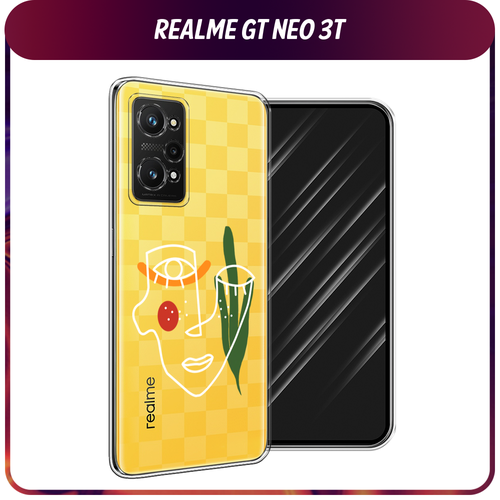 Силиконовый чехол на Realme GT Neo 3T/GT Neo 2 / Реалми GT Neo 3T Минималистичный принт белый, прозрачный