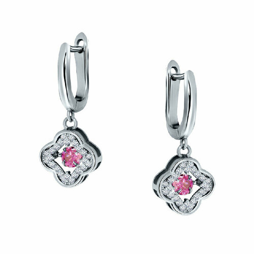 Серьги Fidelis, серебро, 925 проба, родирование, фианит, золотой