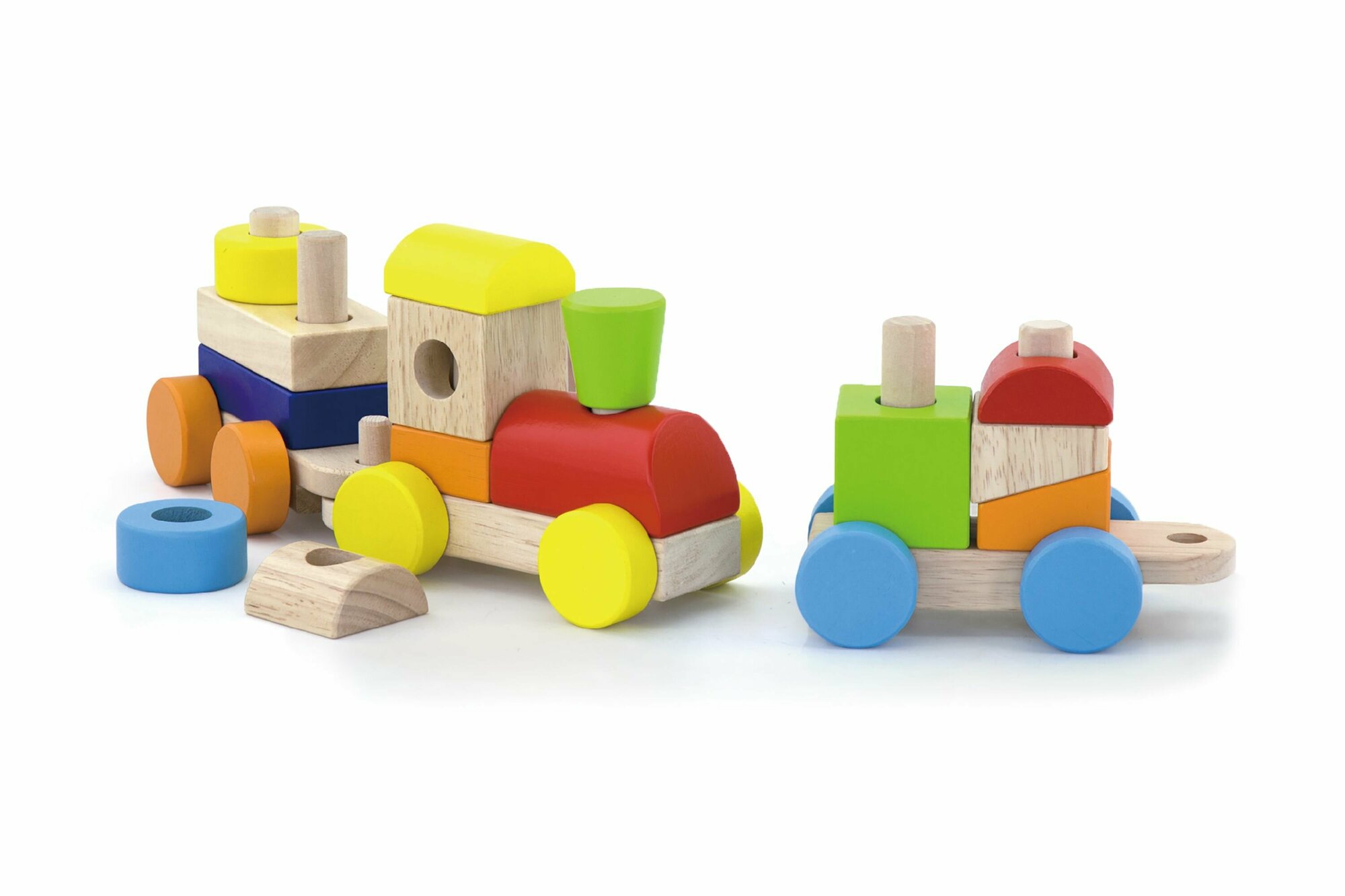Развивающие игрушки из дерева Viga Toys Конструктор-каталка "Поезд" (14 деталей) в коробке — фото 1
