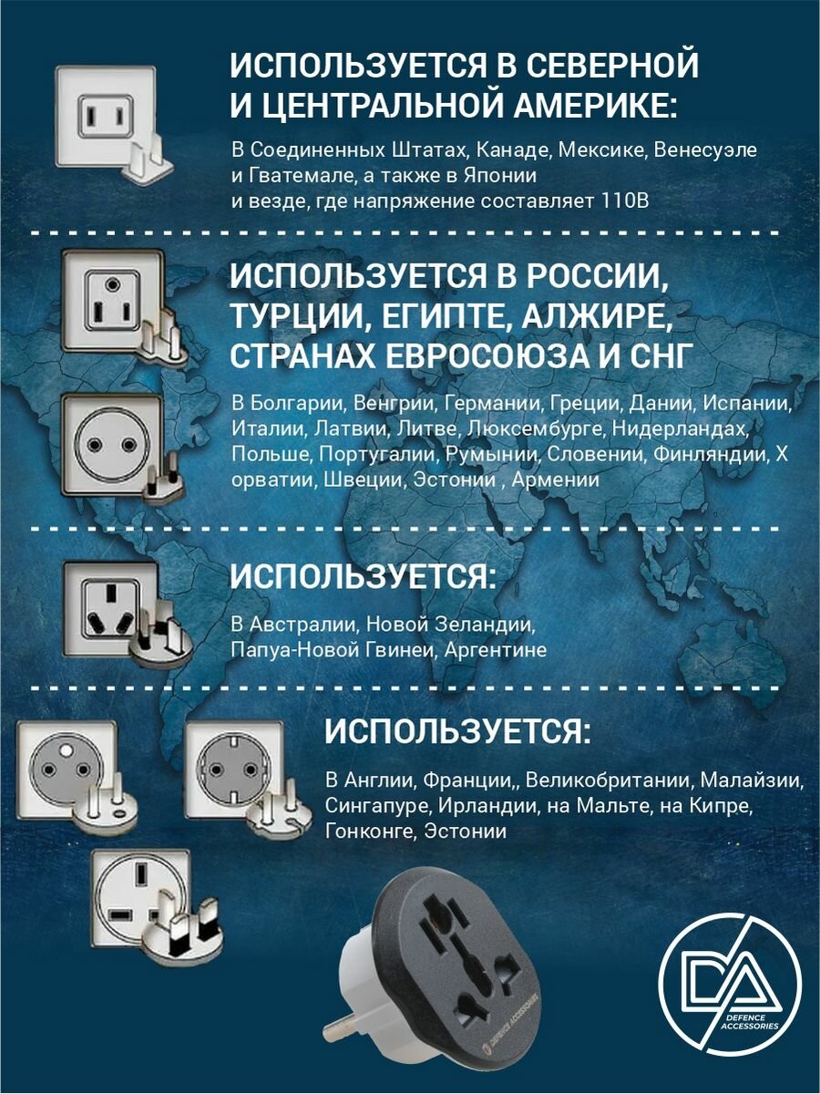 Переходник для розетки, сетевой адаптер 3шт черных — фото 1