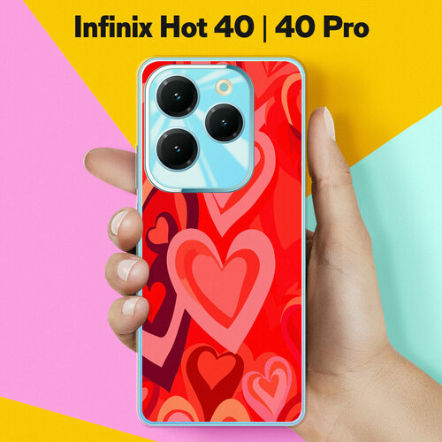 Силиконовый чехол на Infinix Hot 40 Pro / Infinix Hot 40 Красные Сердца / для Инфиникс Хот 40 Про / Инфиникс Хот 40 защитное стекло для infinix hot 40 infinix hot 40 pro инфиникс хот 40 инфиникс хот 40 про на экран черная рамка полноэкранное full glue brozo