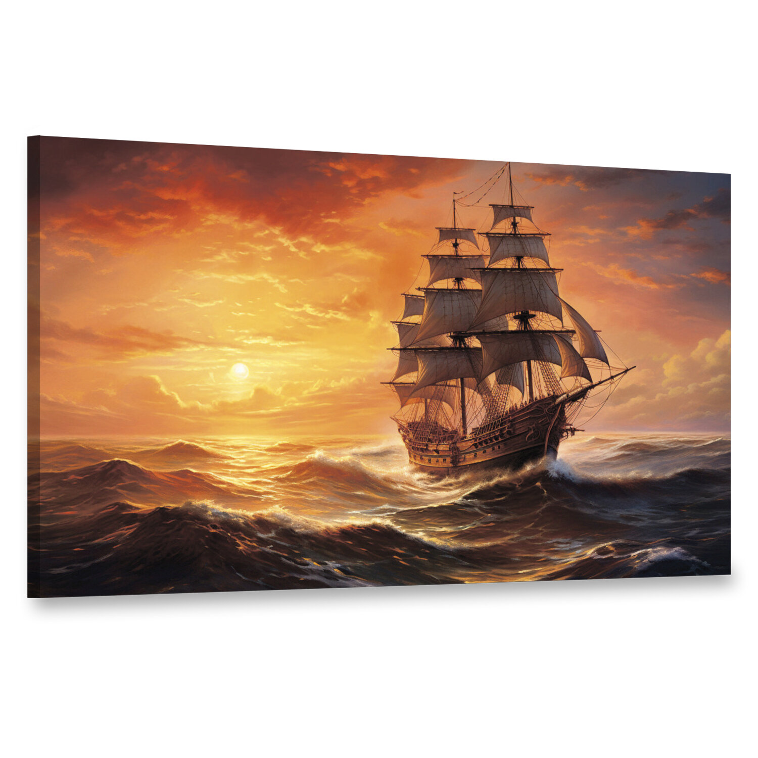 Интерьерная картина 100х60 "Море и корабль"