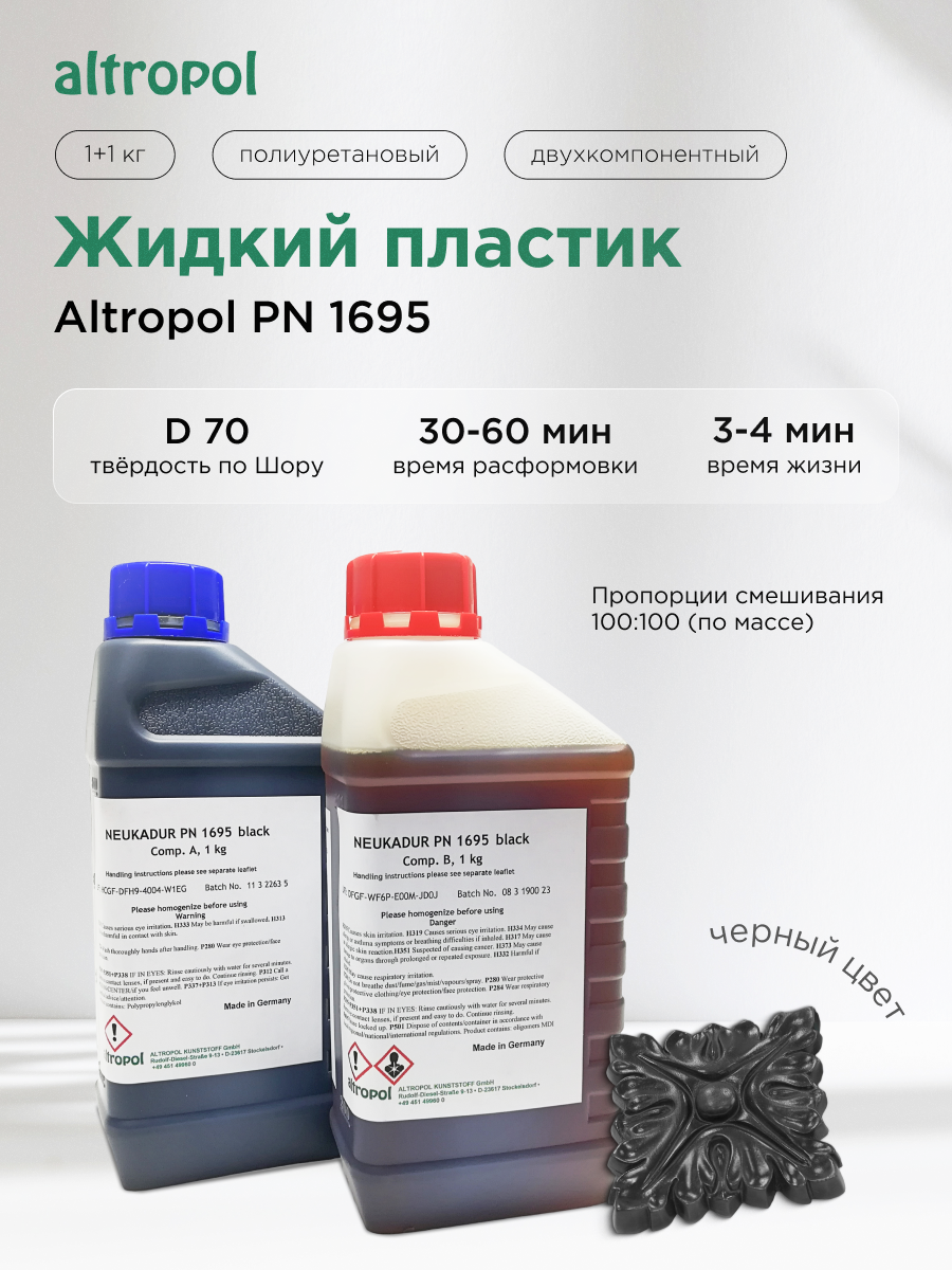 Жидкий полиуретановый пластик Altropol PN 1695 (чёрный), 2 кг