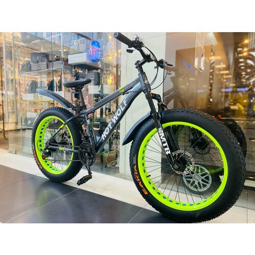 Fatbike Горный велосипед Фэтбайк HOT WOLF 2440 дюймов подростковый мужской и женский для прогулки скоростной спортивный велик для подростков серый 2799000₽