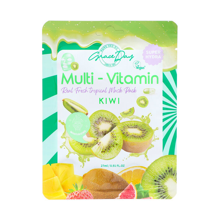 Маска для лица Grace Day Multi-Vitamin Kiwi Mask с экстрактом киви тканевая, 27 мл - фото №17