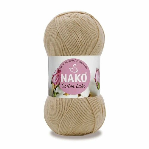 Пряжа Cotton Luks Nako, бежевый - 97582, 60% хлопок, 40% акрил, 5 мотков, 100 г, 330 м.