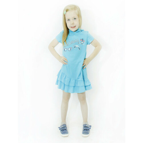 Платье Эврика, размер 122-64-54, голубой