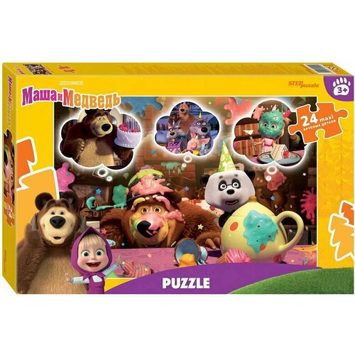 Детский макси-пазл Маша и Медведь, напольный пазл для детей с большими деталями, игра-головоломка MAXI-паззл для малышей, Step Puzzle, 24 крупных элемента мозаики