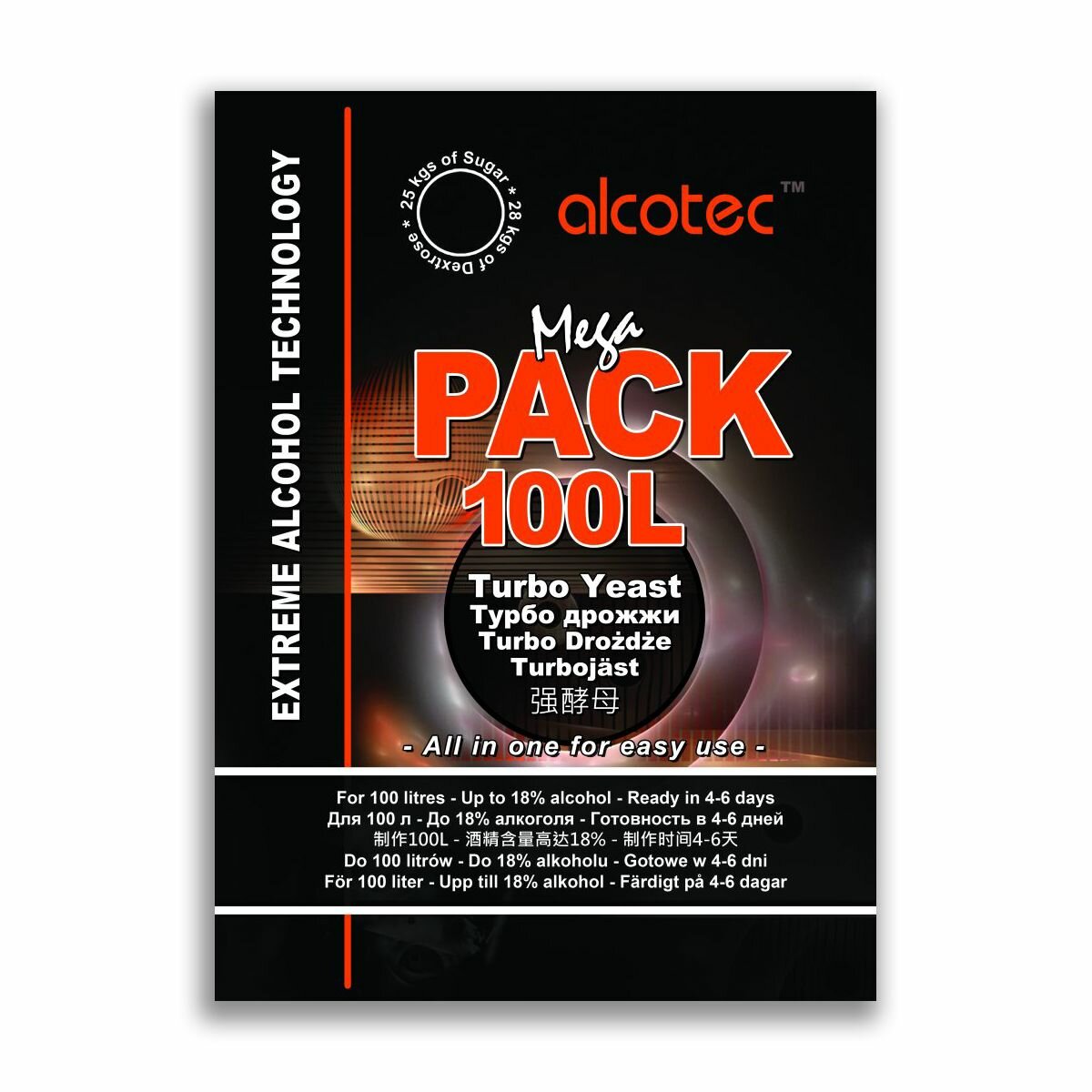 Дрожжи спиртовые Alcotec Mega Pack Турбо 100L 360 г