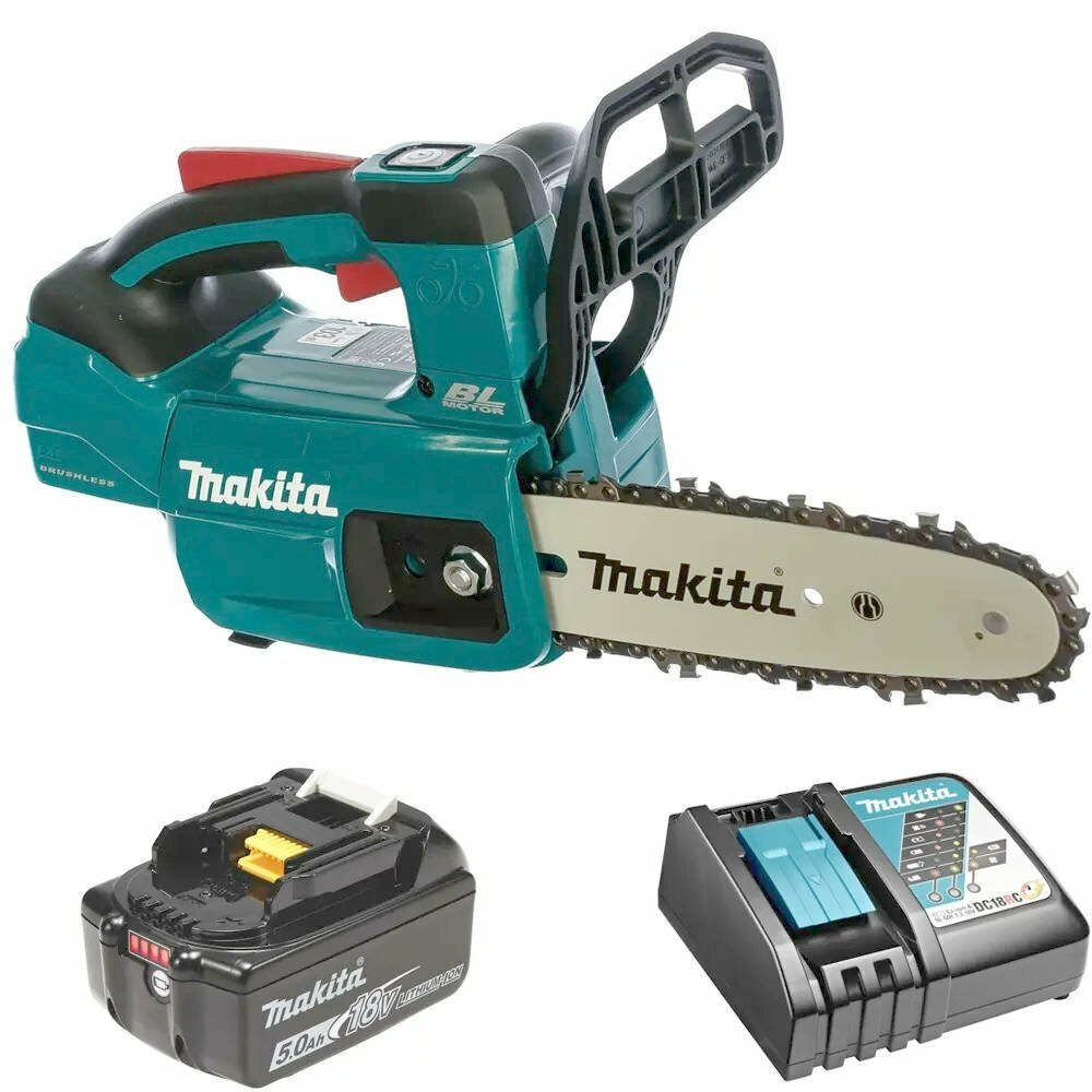 Аккумуляторная цепная пила Makita, 18 В, 20 см, с АКБ 5 Ач и ЗУ, - фото №5