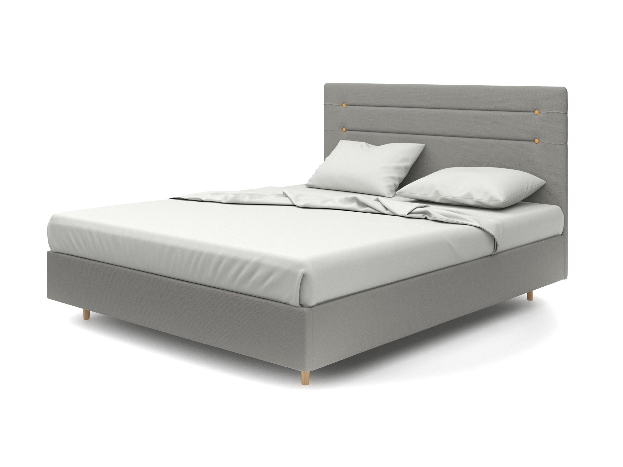 Двуспальная кровать Soft Element Серна 140х200 Grey, с мягким изголовьем, с подъемным механизмом, с ящиками, велюр, на ножках