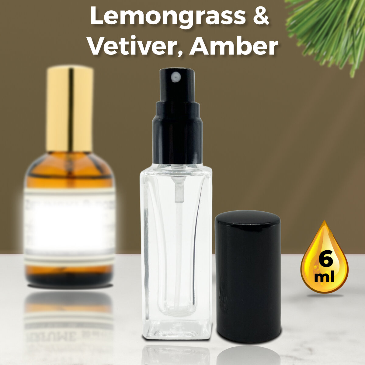"Lemongrass & Vetiver, Amber" - Духи унисекс 6 мл + подарок 1 мл другого аромата