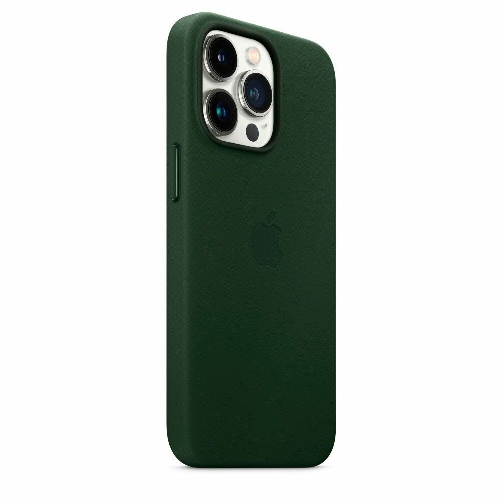 Чехол защитный / кожаный / c MagSafe для iPhone 12 Pro MAX / Темно-зеленый