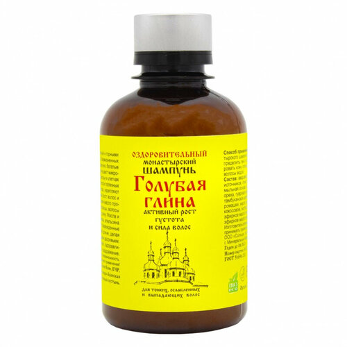 Монастырская аптека Монастырский шампунь Голубая глина Для тонких ослабленных и выпадающих волос Архыз 200 мл 441₽