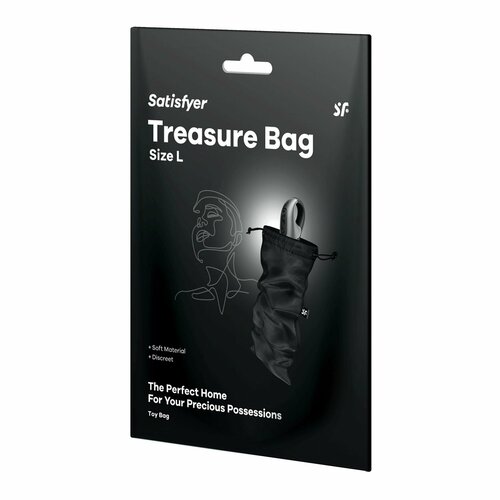 Черный мешочек для хранения игрушек Treasure Bag L секс игрушки satisfyer вибростимулятор с функцией нагрева heat wave connect app