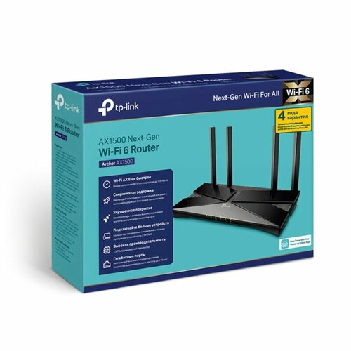 Wi-Fi роутер TP-Link Archer AX1500 802.11ax Wi-Fi 6 черный wi fi роутер tp link archer ax80 eu ax6000 черный