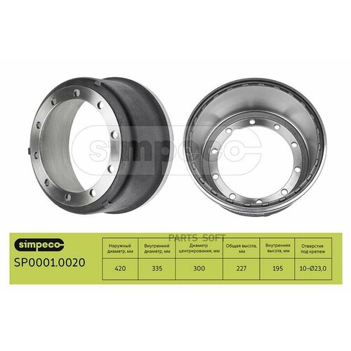 SIMPECO SP00010020 Барабан тормозной SAF о н1064026001 14664₽