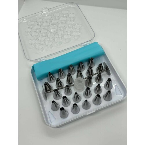 Набор кондитерских насадок с удобным кейсом для хранения и кондитерским мешком 26 шт фиксатор для насадки 1 шт кондитерский гвоздь 2 шт 680₽