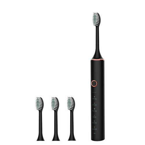 Электрическая зубная щетка/ультразвуковая зубная щетка/электрическая зубная щетка для взрослых и детей/ зубная щетка с 4 насадками для Xiaomi/ щетка с 6 режимами работы/ электрическая зубная щетка черная